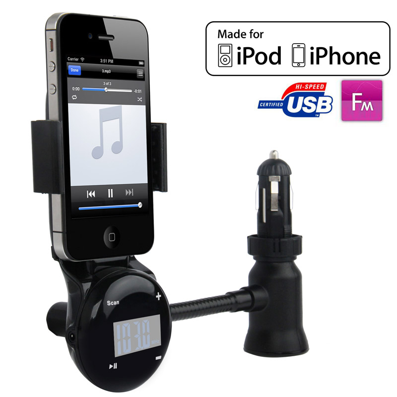 FM Transmitter / Pilot Car Charger for iPhone 4/4S