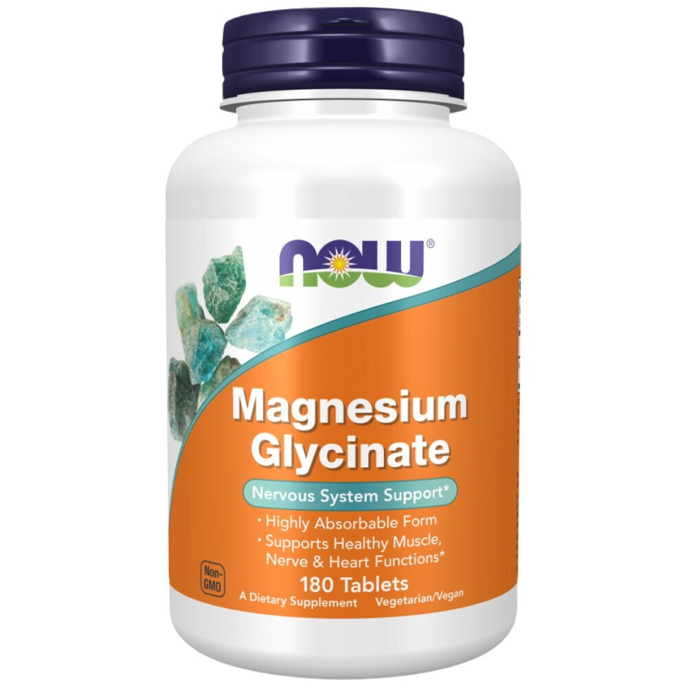 NOW Foods Magnesium Glycinate 100mg 180 Ταμπλέτες | Μαγνήσιο Υψηλής Απορρόφησης