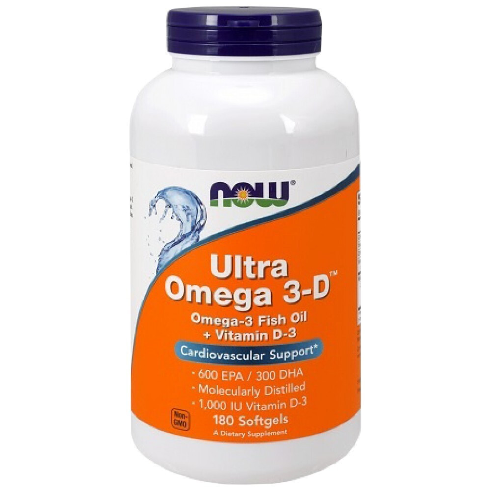 NOW Foods Ultra Omega 3-D με Vitamin D-3 – 180 Fish Softgels