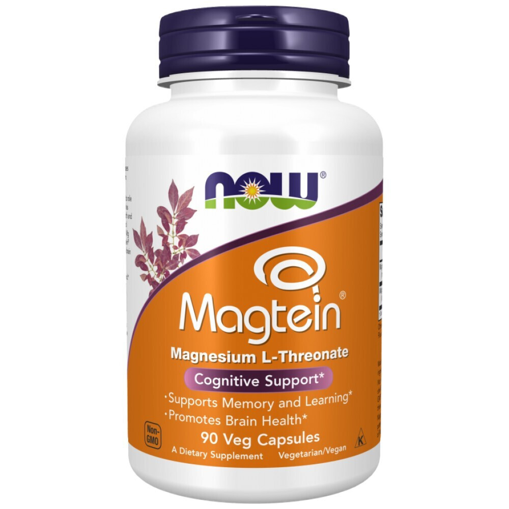 NOW Foods Magtein Magnesium L-Threonate 90 Veg Capsules | 144mg Magnesium