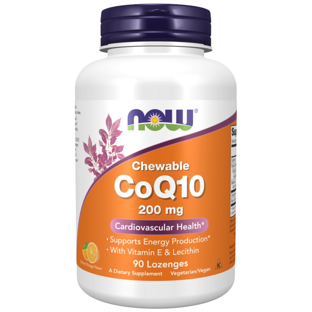 NOW Foods CoQ10 200mg με Vitamin E – 90 Lozenges