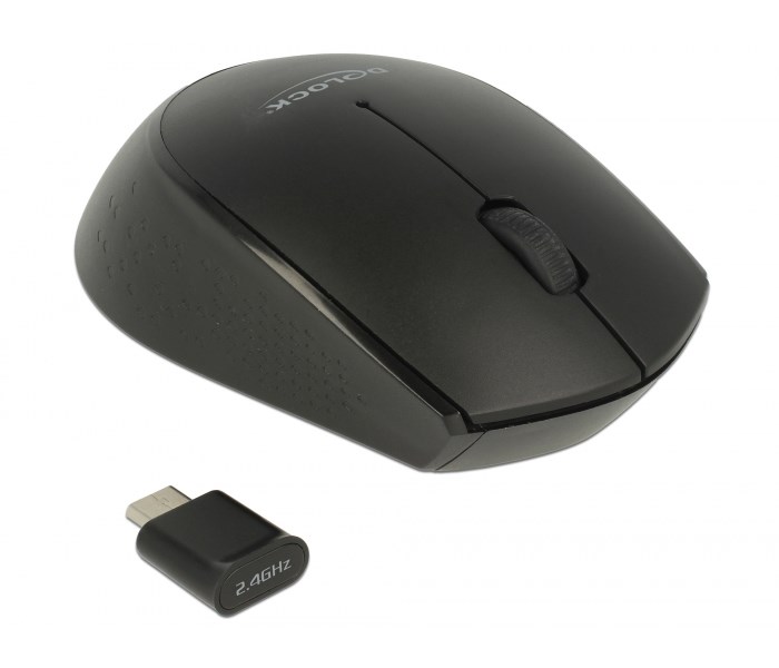 DELOCK ασύρματο ποντίκι 12526, Οπτικό, USB-C receiver, 3-button, μαύρο - DELOCK 64619