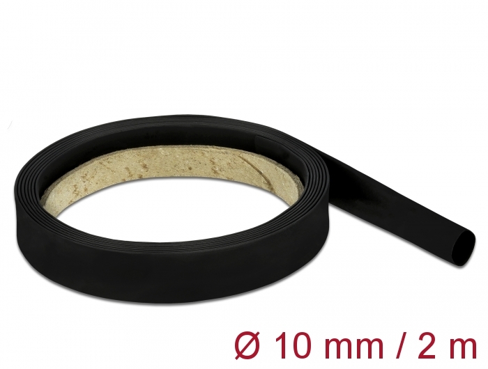 DELOCK Θερμοσυστελλόμενο μονωτικό για καλώδια 18981, 2mx10mm, 2:1 μαύρο - DELOCK 105700