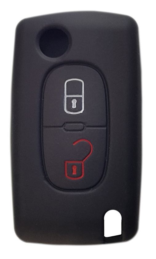 Θήκη κλειδιού για αυτοκίνητα Peugeot 2009-02, εύκαμπτη, μαύρη - UNBRANDED 79688