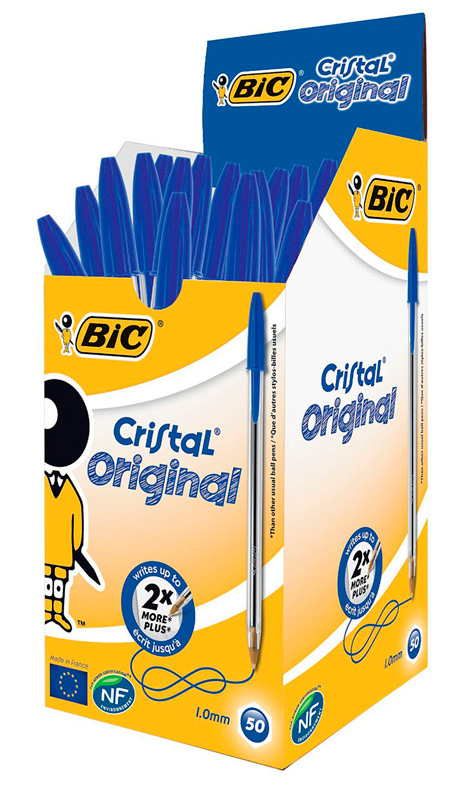 BIC στυλό διαρκείας Cristal με μύτη 1mm, μπλε 50τμχ - BIC 77865