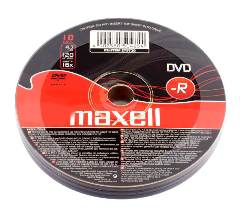 MAXELL DVD-R 4.7GB/120min, 16x speed, spindle pack 10τμχ - MAXELL 102744