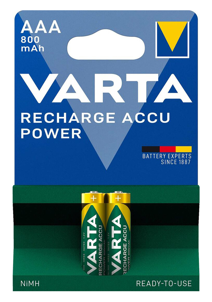 VARTA επαναφορτιζόμενες μπαταρίες λιθίου, AAA, 800mAh, 1.2V, 2τμχ - VARTA 114496
