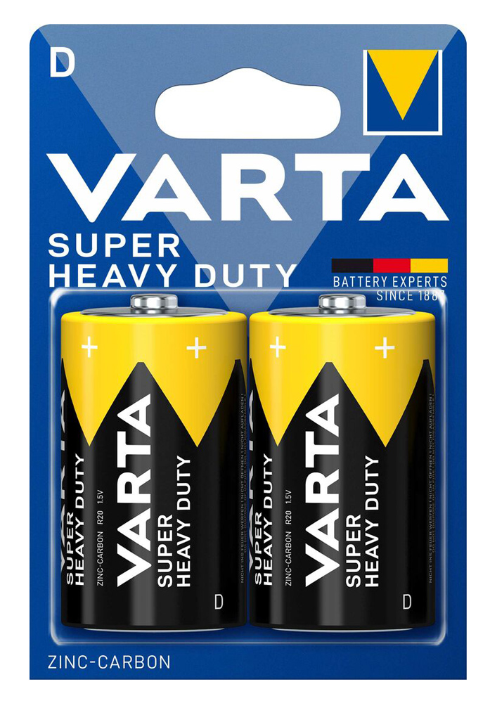 VARTA μπαταρίες Zinc Carbon Super Heavy Duty, D/R20P, 1.5V, 2τμχ - VARTA 114486