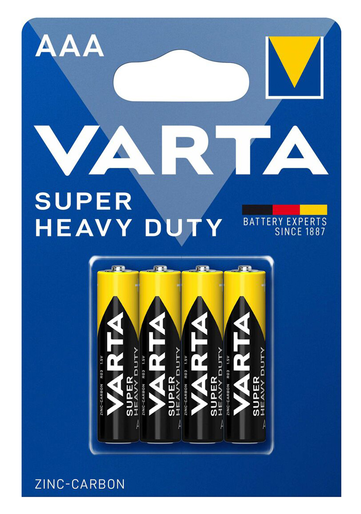 VARTA μπαταρίες Zinc Carbon Super Heavy Duty, AAA/R03, 1.5V, 4τμχ - VARTA 114484