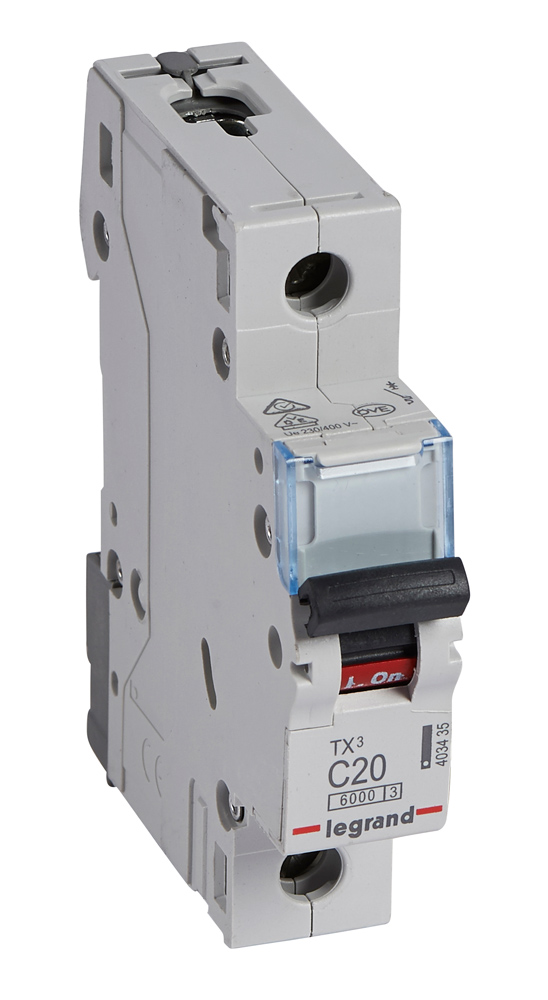 LEGRAND αυτόματη ασφάλεια C20 403435, 1P, 20A, 6kA, 230V, 10τμχ - LEGRAND 86236