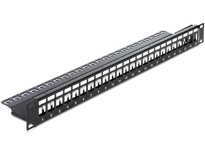 DELOCK Keystone Patch Panel, για 19" rack, 24 ports, μαύρο - DELOCK 53668