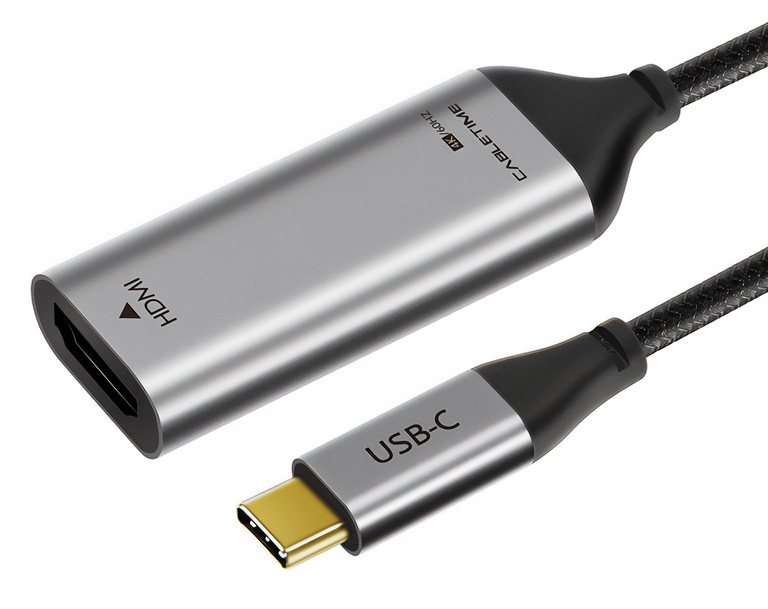 CABLETIME αντάπτορας USB-C σε HDMI CT-CMHDFN1, 4K/60Hz, 0.15m, μαύρος - CABLETIME 84821