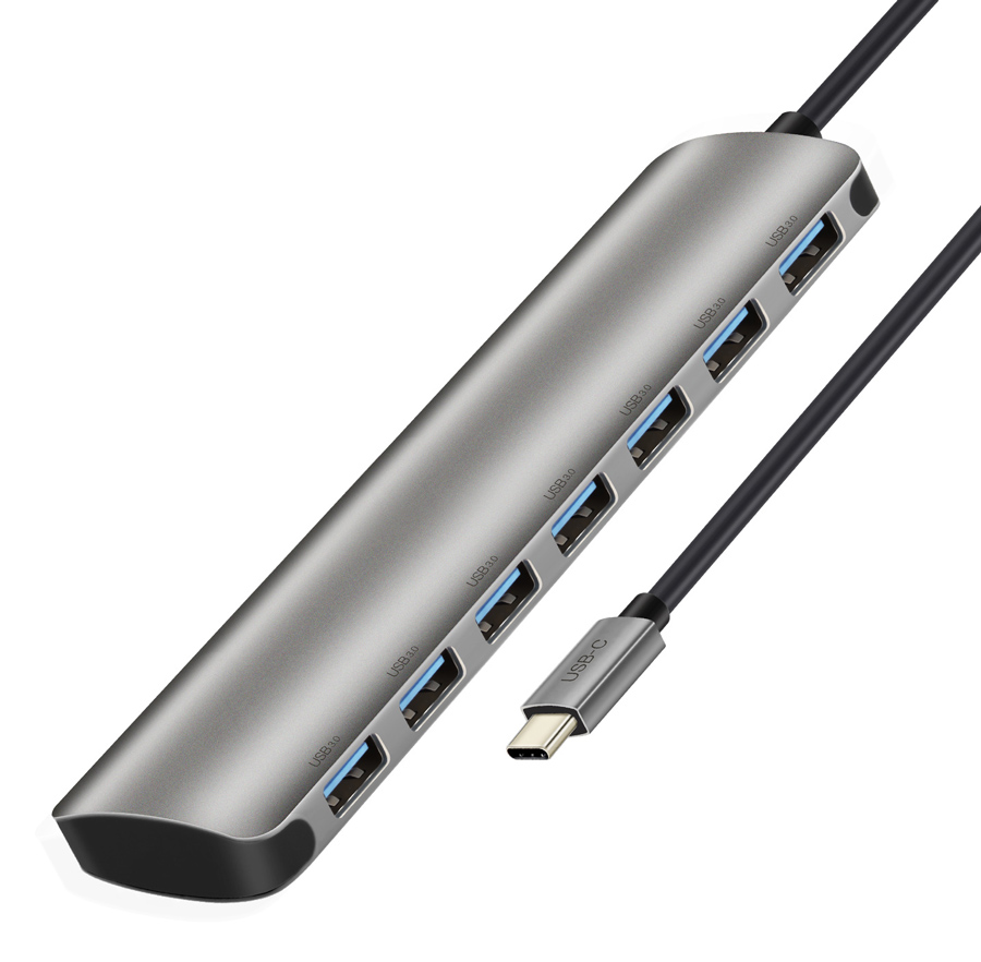 CABLETIME USB-C hub C160, 7x USB, 5Gbps, 0.15m, ασημί - CABLETIME 84835