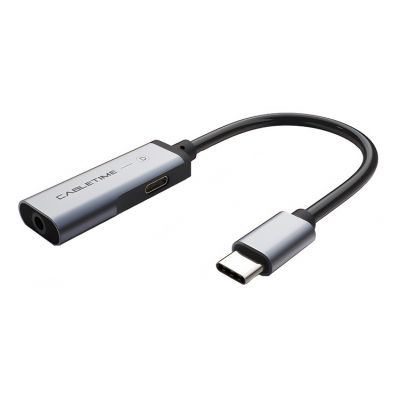 CABLETIME αντάπτορας USB-C σε USB-C & 3.5mm CT-CMACD, γκρι - CABLETIME 84843