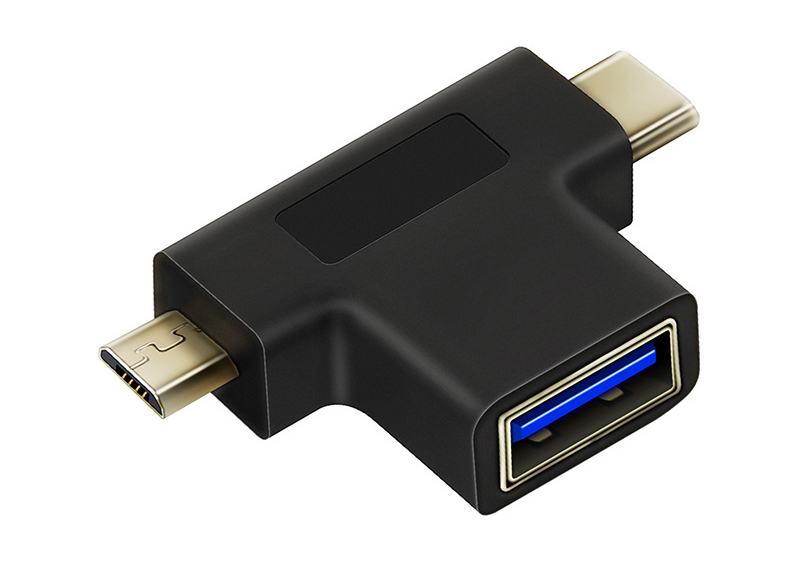 CABLETIME αντάπτορας USB 3.0 σε USB-C & Micro USB C160, μαύρος - CABLETIME 84849