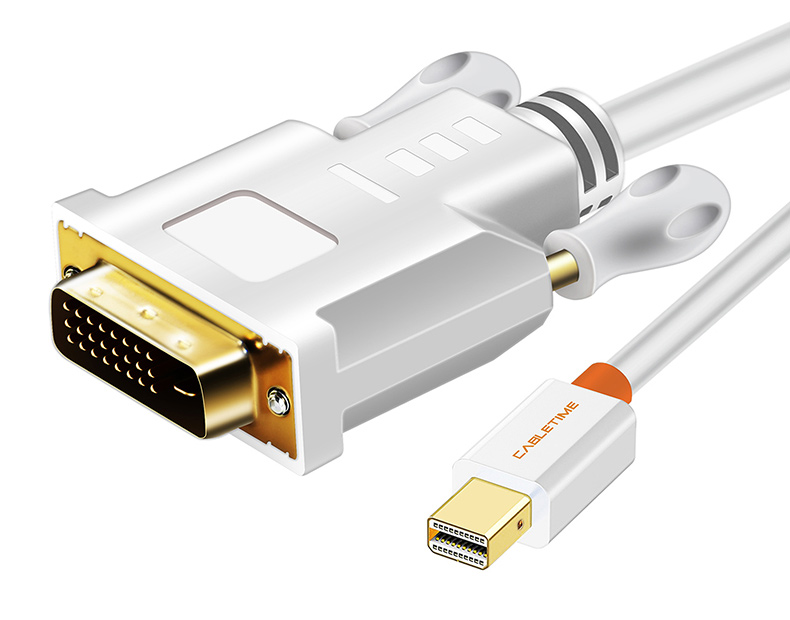CABLETIME καλώδιο Mini DisplayPort σε DVI CT-04G, 1080p, 1.8m, λευκό - CABLETIME 84867