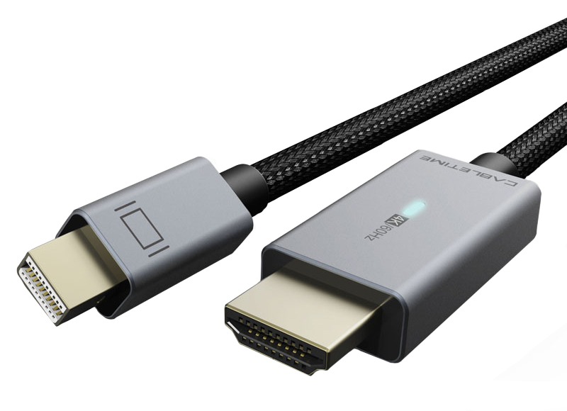 CABLETIME καλώδιο Mini DisplayPort σε HDMI AV588, με LED 4K, 1.8m, μαύρο - CABLETIME 84876