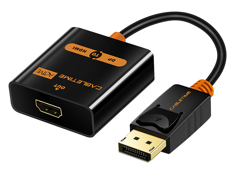 CABLETIME αντάπτορας DisplayPort σε HDMI AV586, ACTIVE, 4K, 0.2m, μαύρος - CABLETIME 84891