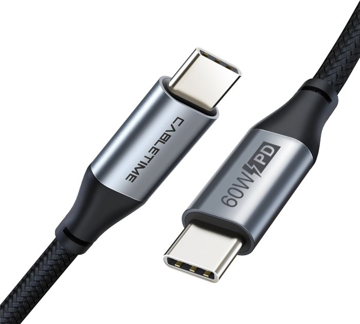 CABLETIME καλώδιο USB-C σε USB-C CT-CMCM, 60W, 480Mbps, 2m, μαύρο - CABLETIME 111077