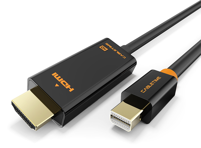 CABLETIME καλώδιο mini DisplayPort σε HDMI CT-AV588-03G, 1080p/60Hz, 1.8m, μαύρο - CABLETIME 117041