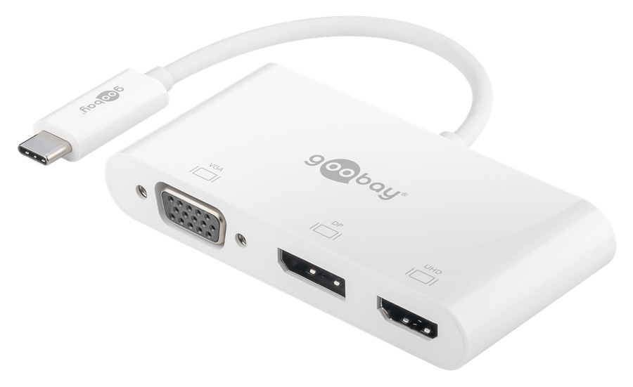 GOOBAY αντάπτορας USB-C σε HDMI/DisplayPort/VGA 52412, 4K/60Hz, λευκός - GOOBAY 89925