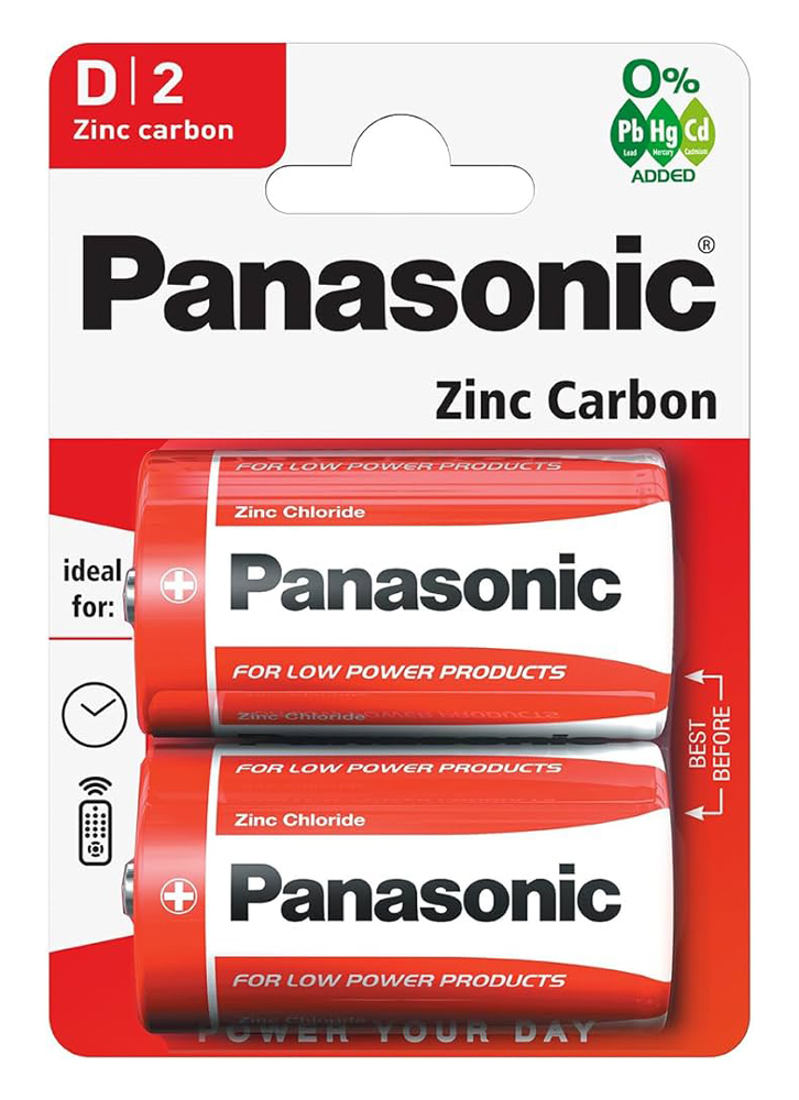 PANASONIC μπαταρίες Zinc Carbon, D/R20, 1.5V, 2τμχ - PANASONIC 114509
