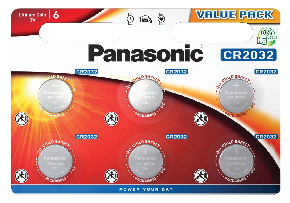 PANASONIC μπαταρία λιθίου, CR2032, 3V, 6τμχ - PANASONIC 114518