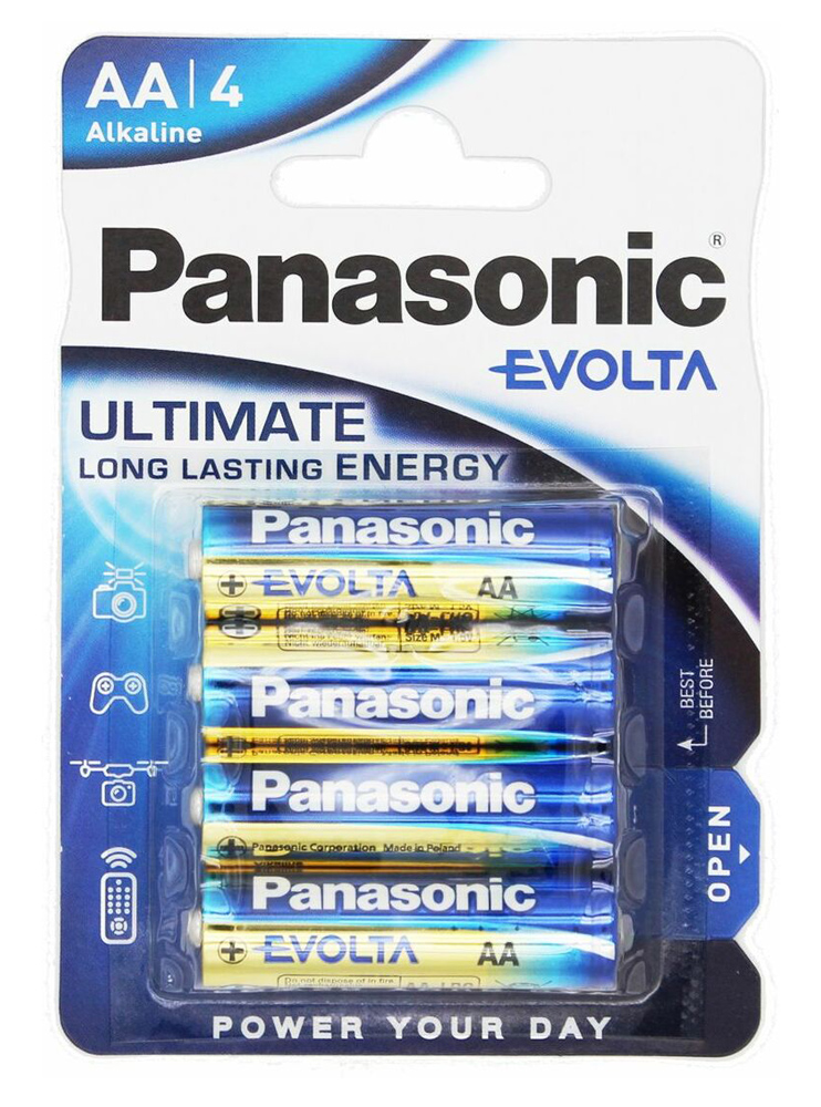 PANASONIC αλκαλικές μπαταρίες Evolta, AA/LR6, 1.5V, 4τμχ - PANASONIC 114505