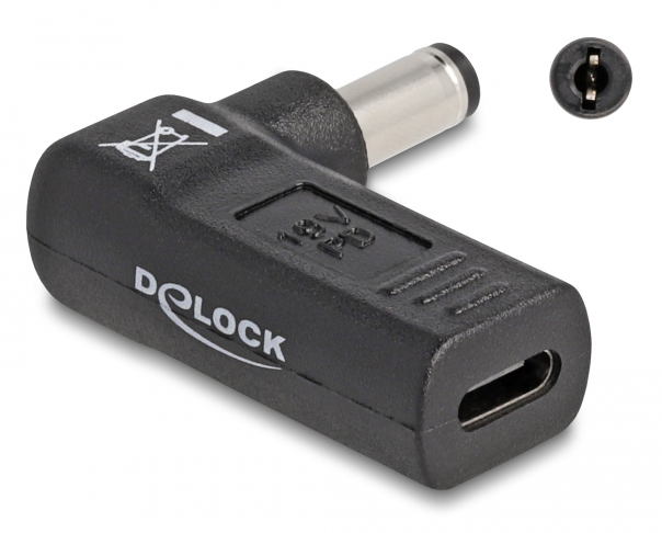 DELOCK αντάπτορας τροφοδοσίας 60010, USB-C σε 5.5x2.1mm, 90°, μαύρος - DELOCK 103673