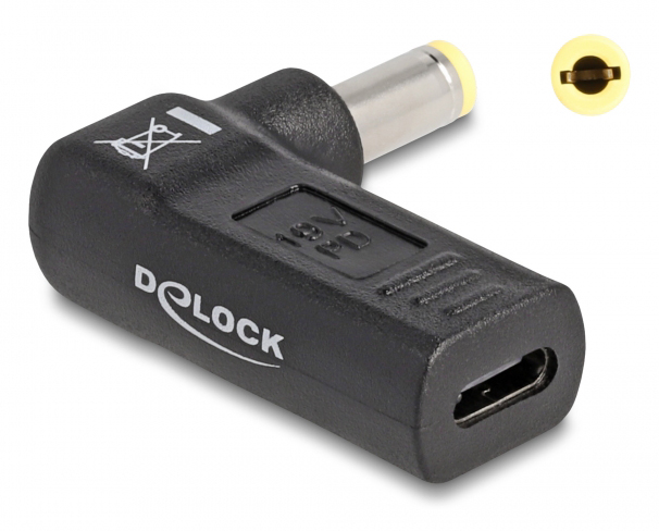 DELOCK αντάπτορας τροφοδοσίας 60011, USB-C σε 5.5x2.5mm, 90°, μαύρος - DELOCK 103674