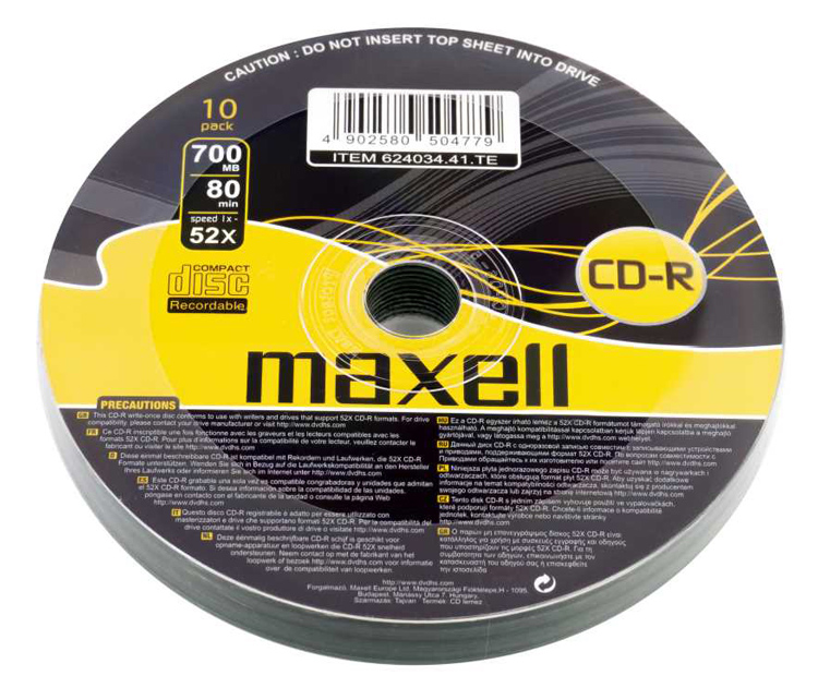 MAXELL CD-R 624034-41, 700ΜΒ, 80min, 52x speed, spindle pack 10τμχ - MAXELL 103761