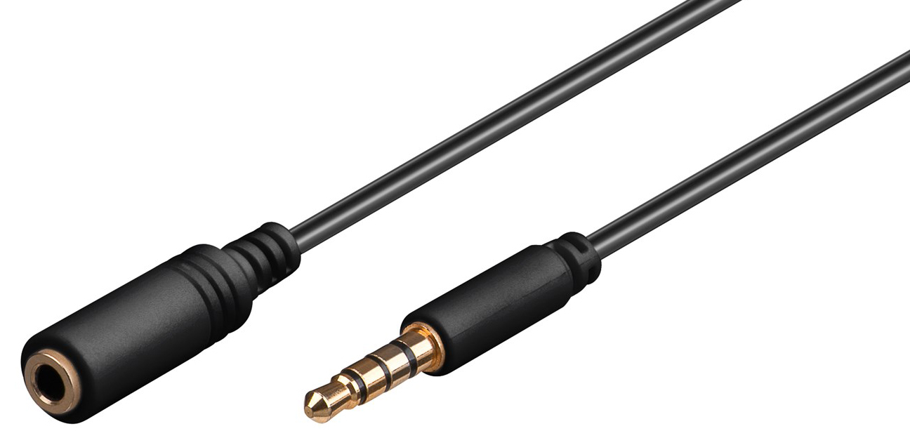 GOOBAY προέκταση καλωδίου ήχου 3.5mm 62480, 4 pin stereo, CU, 3m, μαύρο - GOOBAY 85484