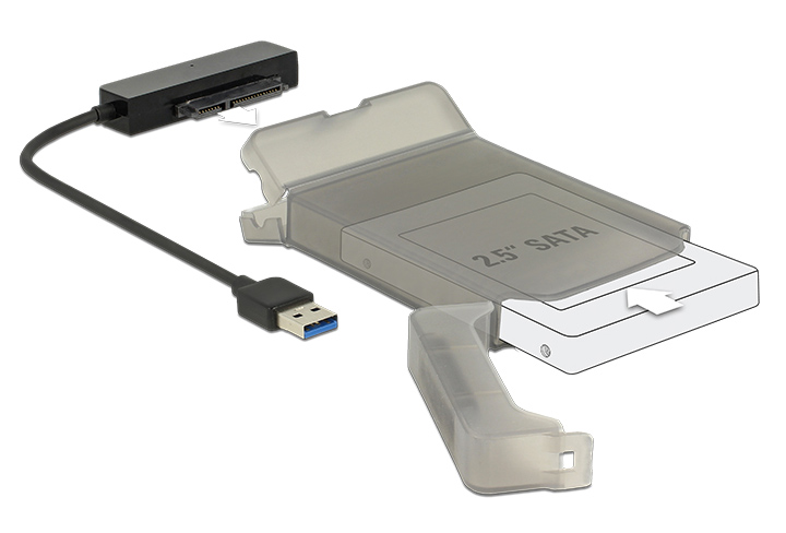 DELOCK αντάπτορας USB σε SATA 62742 με θήκη για 2.5" HDD/SSD, 6Gbps - DELOCK 107048