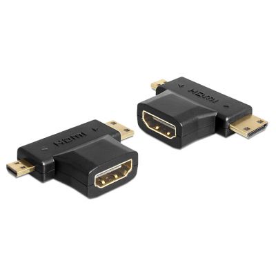 DELOCK αντάπτορας HDMI σε HDMI mini & micro 65446, gold plated, μαύρος - DELOCK 109952