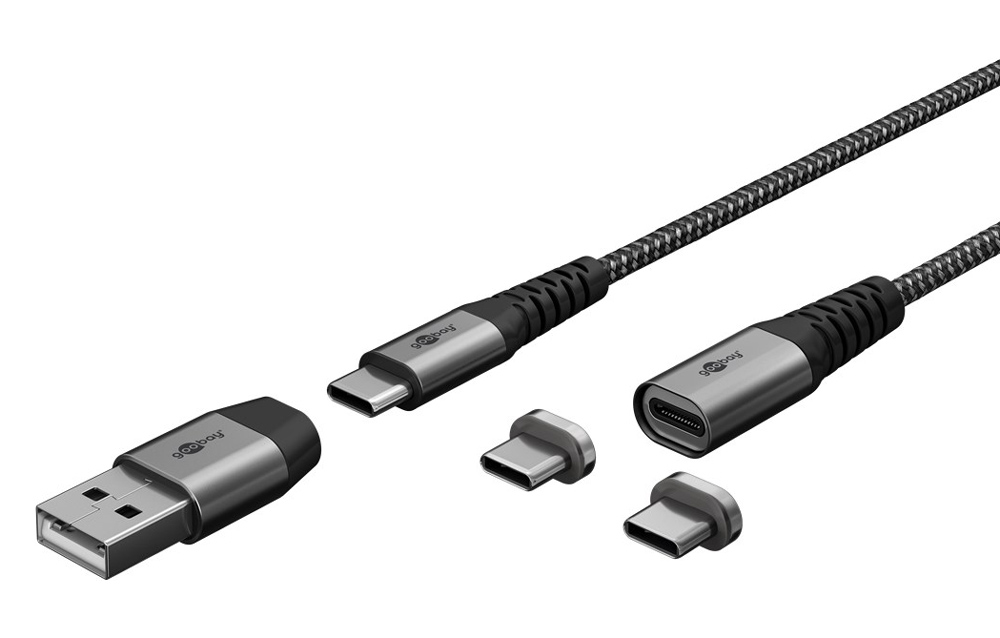 GOOBAY καλώδιο USB/USB-C σε USB-C 65653, μαγνητικό, 60W, 1m, γκρι - GOOBAY 113545