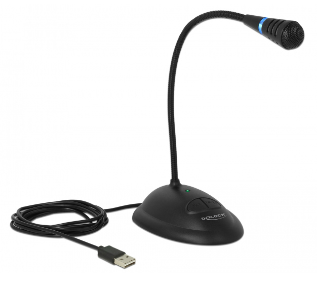 DELOCK μικρόφωνο με βάση και mute button 65871, USB, 1.7m, μαύρο - DELOCK 87538