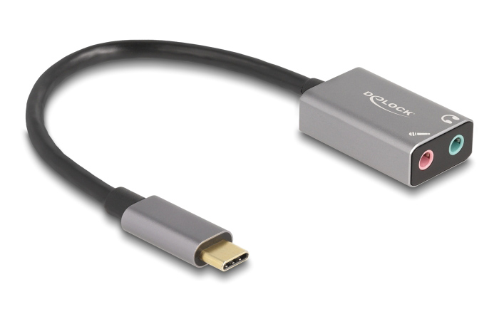 DELOCK εξωτερική κάρτα ήχου 67071, 2x 3.5mm, USB-C σύνδεση, γκρι - DELOCK 118558