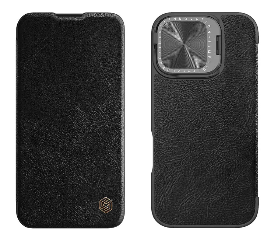 NILLKIN θήκη Qin Prop Leather για iPhone 16, δερμάτινη, μαύρη - NILLKIN 117604