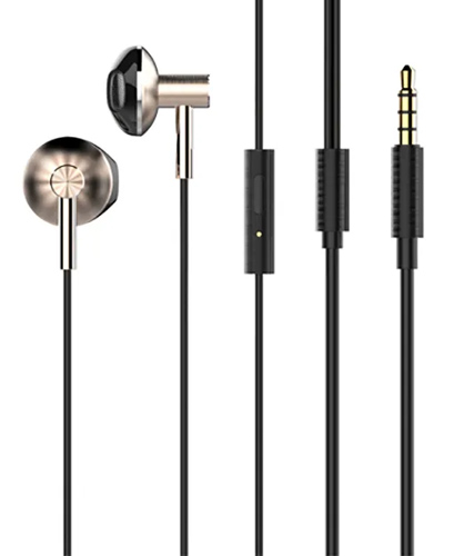 LDNIO earphones με μικρόφωνο HP09, 3.5mm σύνδεση, Φ13mm, 1.2m, ροζ χρυσό - LDNIO 110568