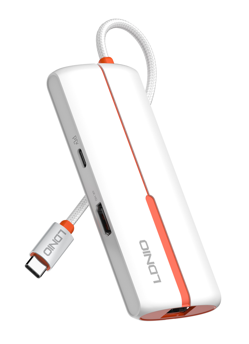 LDNIO docking station DS-26H, 6 θυρών, USB-C σύνδεση, 4K, 100W PD, λευκό - LDNIO 116225