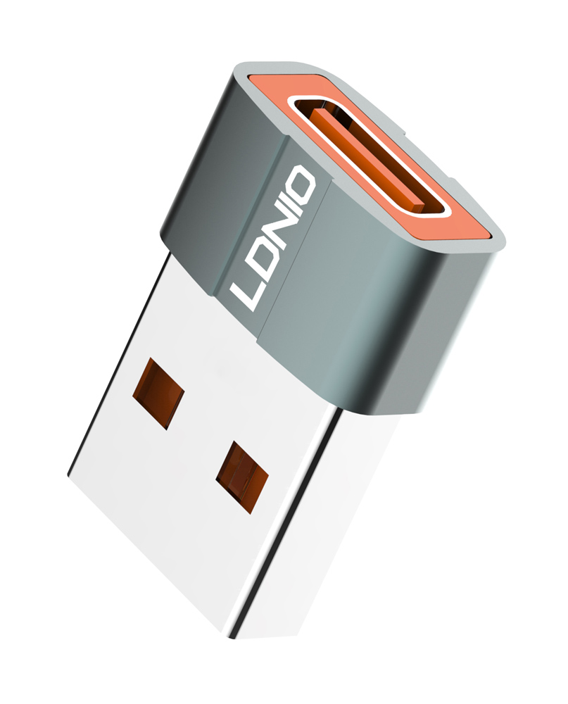 LDNIO αντάπτορας USB σε USB-C LC150, αρσενικό σε θηλυκό, γκρι - LDNIO 108982