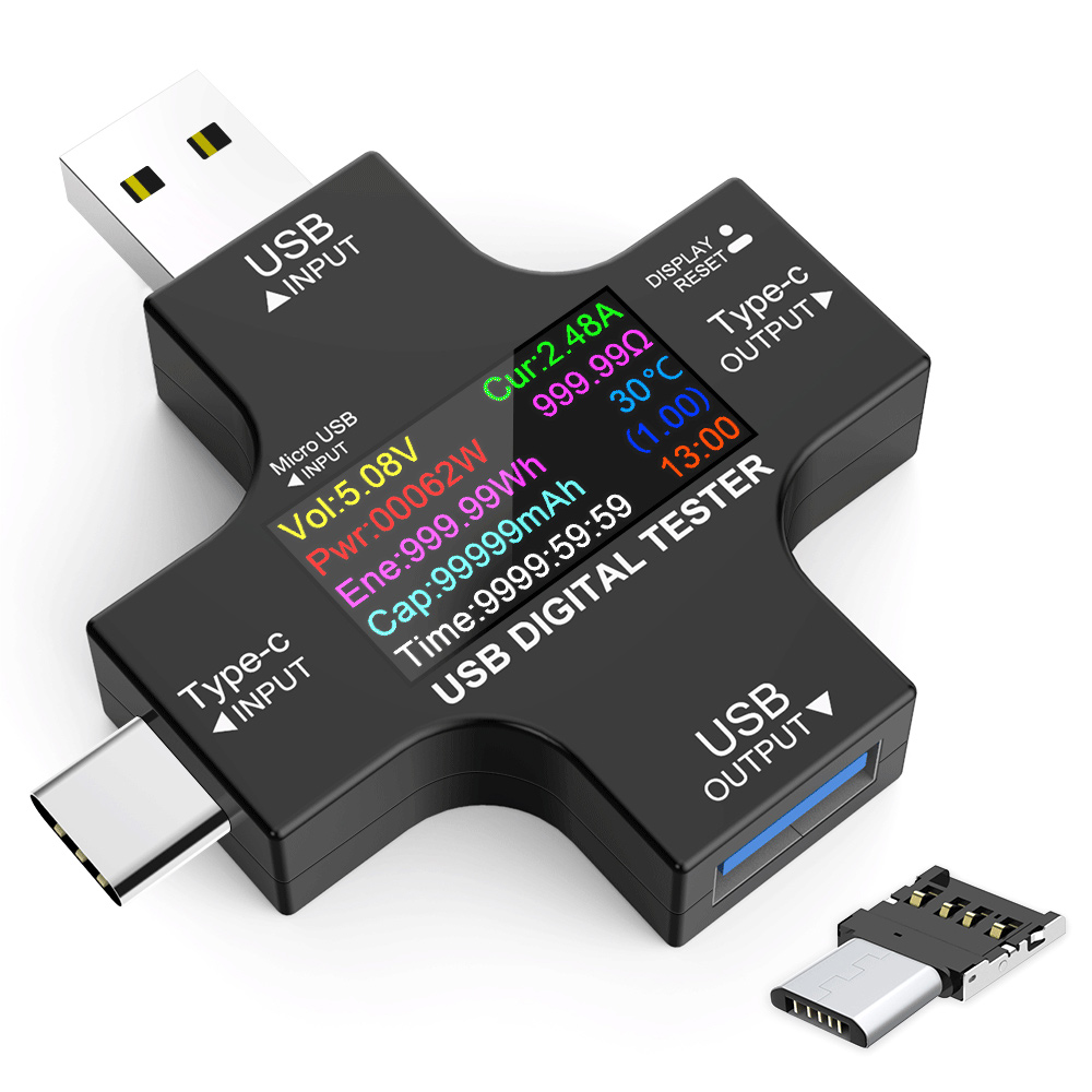 Συσκευή ελέγχου λειτουργίας θύρας USB, Micro USB & USB-C, 3.6-32V, LCD - UNBRANDED 108590