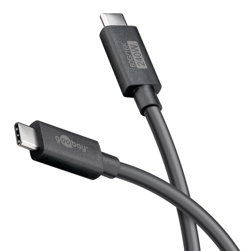 GOOBAY καλώδιο USB-C 74376, USB4, 240W, 80Gbps, 16K/60Hz, 1.2m, μαύρο - GOOBAY 117491