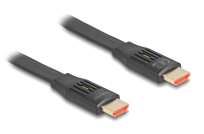 DELOCK καλώδιο HDMI 81002, flat, 8K/60Hz, 48 Gbps, eARC, HDR, 2m, μαύρο - DELOCK 115525