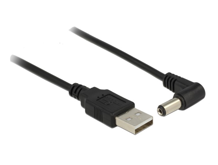 DELOCK καλώδιο USB σε DC 5.5 x 2.1mm 83578, γωνιακό, 1.5m, μαύρο - DELOCK 53654