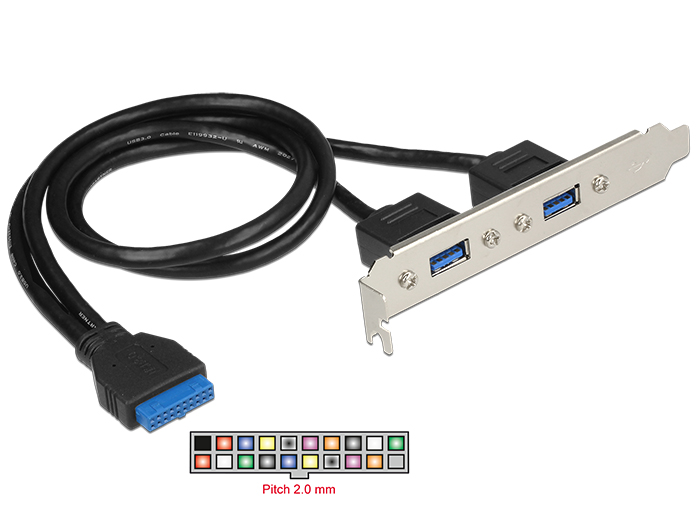 DELOCK Cable USB 3.0 2x Type-A female σε 19pin header female - DELOCK 56564