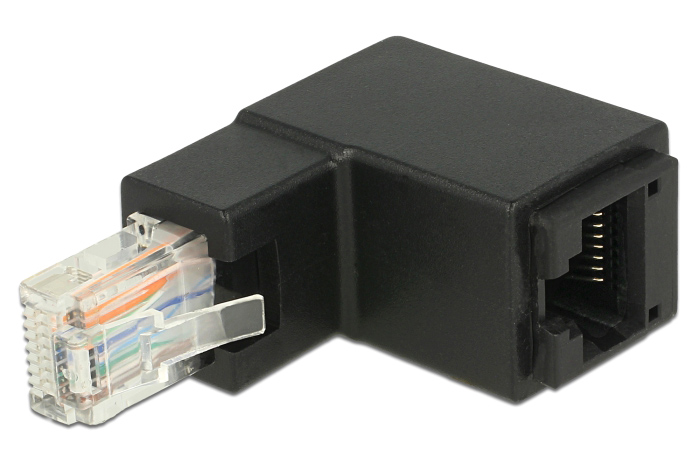 DELOCK αντάπτορας RJ45 86424, CAT 6 UTP, γωνιακός 90°, μαύρος - DELOCK 116876