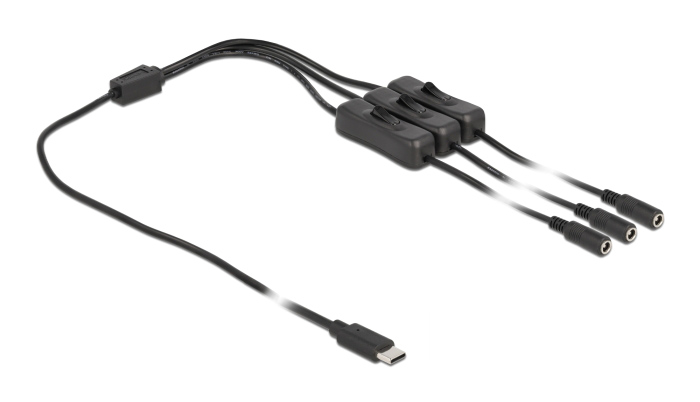 DELOCK καλώδιο USB Type-C σε 3x DC 5.5 x 2.1mm 86801, 1m, μαύρο - DELOCK 96916