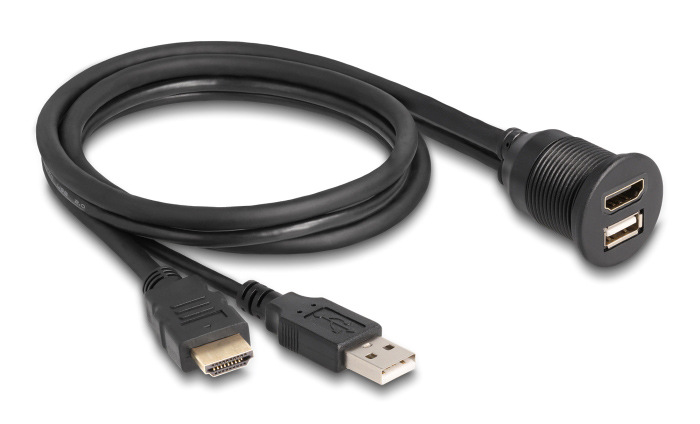 DELOCK καλώδιο HDMI & USB 87880, αρσενικό σε θηλυκό, IP67, 1m, μαύρο - DELOCK 100907