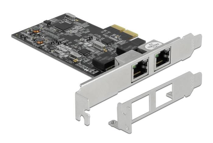 DELOCK κάρτα επέκτασης PCIe x2 σε 2x RJ45 89530, 2.5 Gbps, low profile - DELOCK 97286